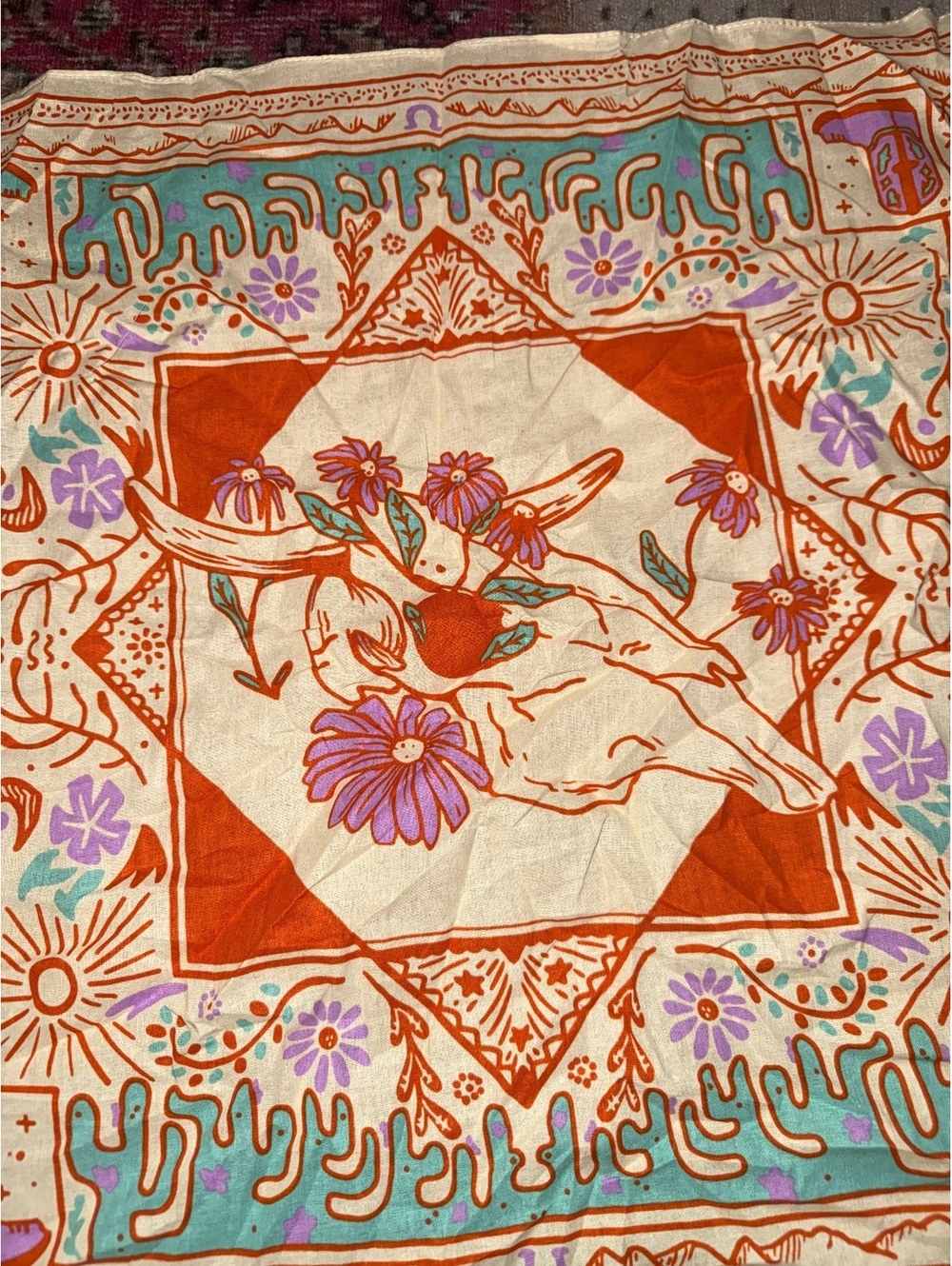 Gorgeous cow skull floral bandana artsy hippy